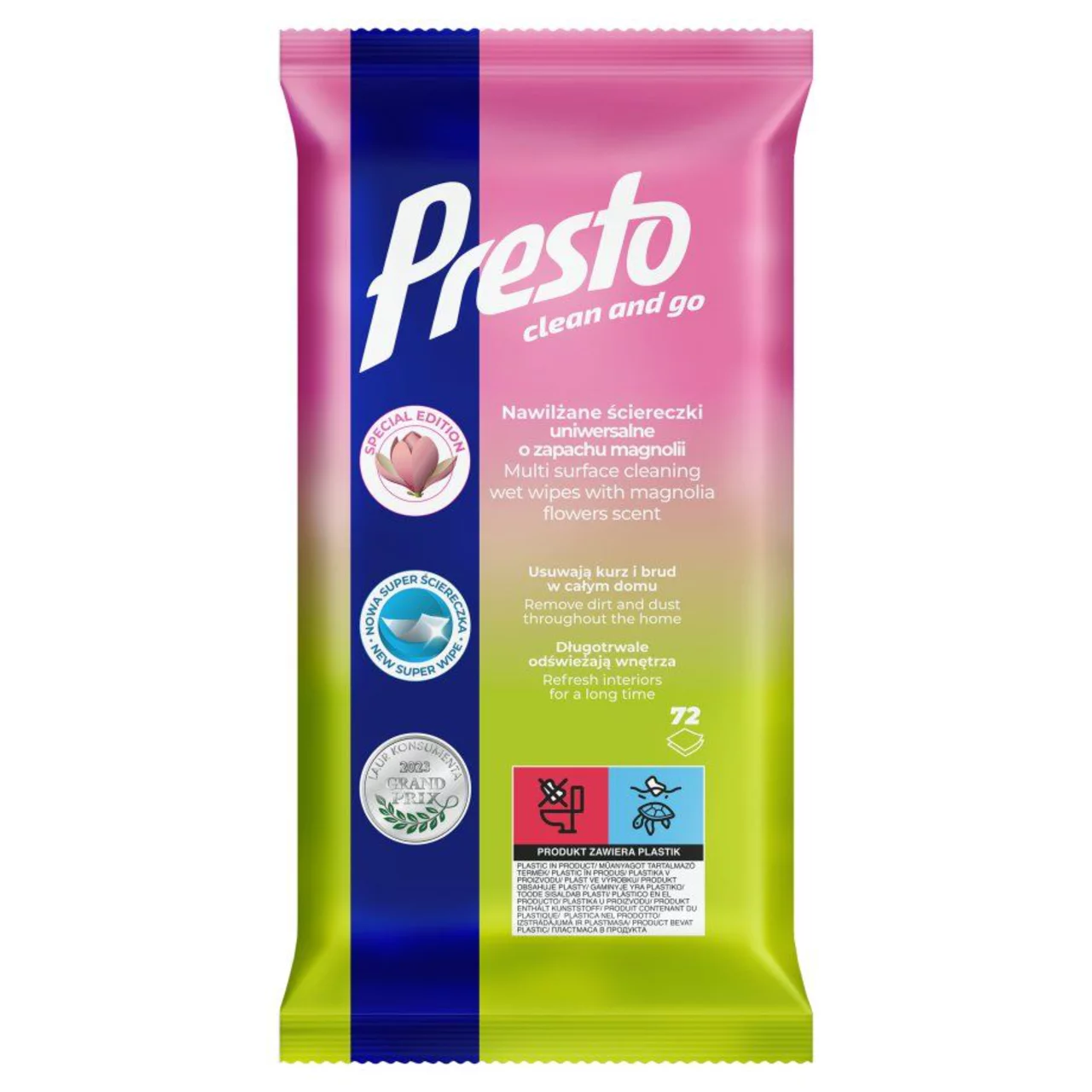 PRESTO CLEAN vlhčené utierky - MAGNÓLIA 72 ks