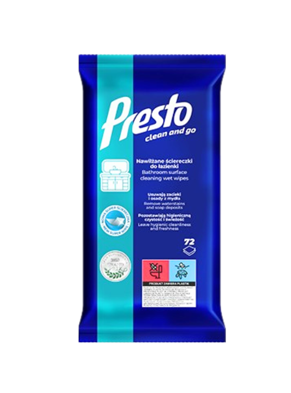 PRESTO CLEAN vlhčené utierky - KÚPELŇA 72 ks